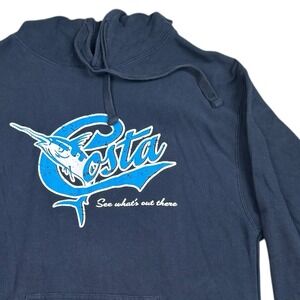 Costa Men's Marlin Logo Navy Blue Hoodie Sweatshirt - Size Large L